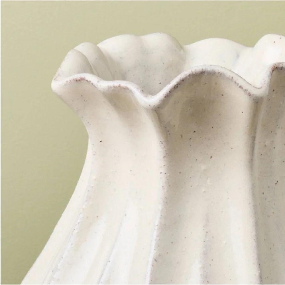 9” Pleated Ceramic Rustic Vase Sour Cream - Hearth & Hand™ with Magnolia